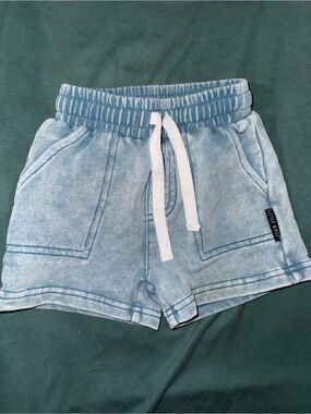 Little Bipsy Light Blue Tie-Dye Shorts with White Drawstring